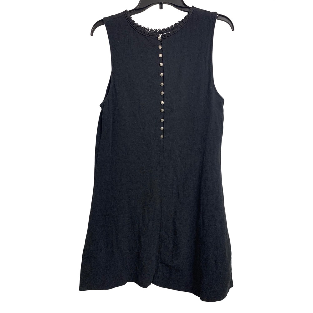 Free People Black Crochet Lace Front Button Sleeveless Mini Dress Medium